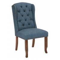 OSP Home Furnishings JSAW-L39 Jessica Tufted Wing Chair in Navy Fabric